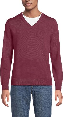 Lands' End Men's Fine Gauge Cotton V Neck Sweater in Saudi Arabia