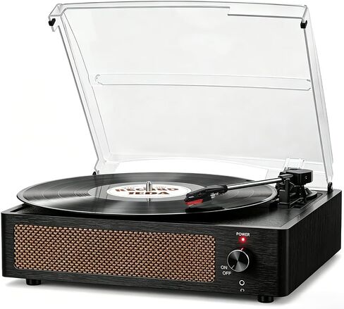 Record Player for Vinyl Turntable with Built-in Wireless Receiver & 2 Stereo Speakers 3 Speed 3 Size LP Player Portable Turntable for Vinyls Records Headphone AUX RCA Auto Stop New Sleek Dark Blue in Saudi Arabia