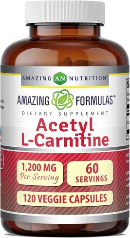 Amazing Formulas Acetyl L-Carnitine Supplement | 1200 Mg | 120 Veggie Capsules | Non-GMO | Gluten Free | Made in USA in Saudi Arabia