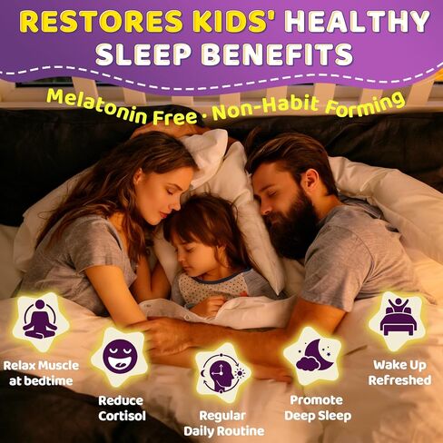 Kids Sleep Gummies - Magnesium Glycinate Saffron for kids w/ Vitamin B6 D3, L-Theanine, GABA, Chamomile, Methylate B12 for Peaceful Sleep, Relax Brain & Muscle, Bedtime Unwind, Melatonin Free,120 Cts in Saudi Arabia