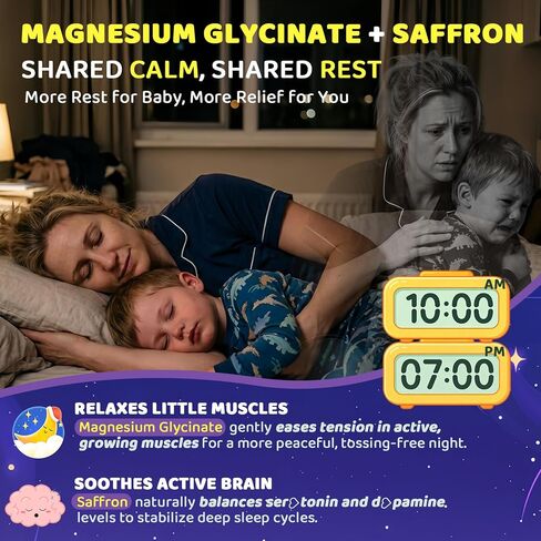 Kids Sleep Gummies - Magnesium Glycinate Saffron for kids w/ Vitamin B6 D3, L-Theanine, GABA, Chamomile, Methylate B12 for Peaceful Sleep, Relax Brain & Muscle, Bedtime Unwind, Melatonin Free,120 Cts in Saudi Arabia
