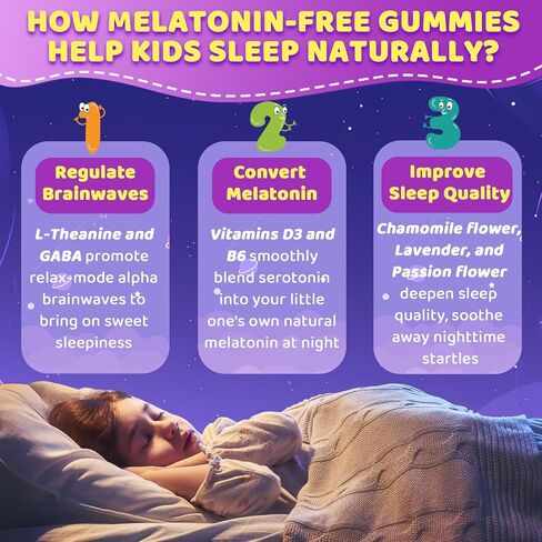 Kids Sleep Gummies - Magnesium Glycinate Saffron for kids w/ Vitamin B6 D3, L-Theanine, GABA, Chamomile, Methylate B12 for Peaceful Sleep, Relax Brain & Muscle, Bedtime Unwind, Melatonin Free,120 Cts in Saudi Arabia