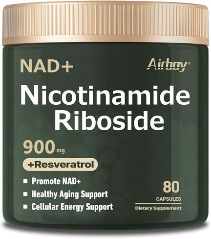 Airboy Liposomal Nicotinamide Riboside 900 mg, NAD Supplement with Resveratrol,NMN Alternative NAD Booster Support Anti-Aging, Energy, Focus - 80 Capsulesx 2 Pack in Saudi Arabia