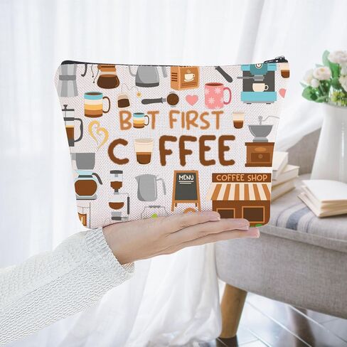 WZMPA Coffee Lover Survival Kit Coffee Drinker Themed Gift But First Coffee Travel Zipper Pouch Bag For Coffee Maker (But First Coffee) in Saudi Arabia
