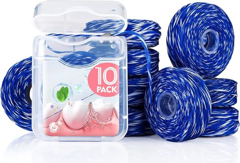 Woven Dental Floss, Expandable Waxed Dental Floss for Gentle,Oral Care Whitening Dental Floss,Plaque Remover for Teeth,String Floss,Mint,10 Spools (32.8 yd Each) in Saudi Arabia