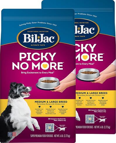 Bil-Jac Picky No More Medium & Large Breed Chicken Liver Recipe Dry Dog Food 6 Pounds (2-Pack) in Saudi Arabia