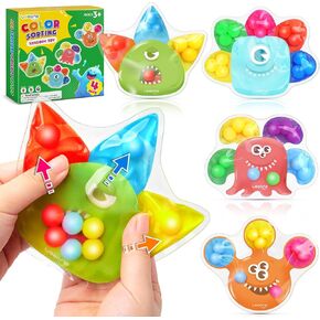 Color Sorting Sensory Toys for Toddlers: 4 Pack Sensory Toys Fine Motor Skills Game - Preschool Learning Activities Fidgets for Classroom Travel - Montessori Toys for 3+ Year Old Toddlers Boys Girls in Saudi Arabia