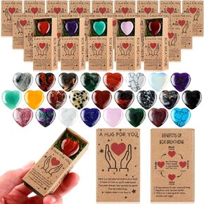 50 Sets Small Natural Heart Healing Gifts Bulk Small Crystals Heart Healing Stones with Boxes Mini Heart Shape Love Stones Breathing Stress Relief Gifts for Women Wife Teacher Employee in Saudi Arabia