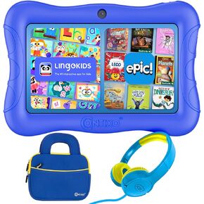 Contixo 7 inch Kids Tablet Bundle, Android Tablet and Kids Wired Headphones, Toddler Tablet with 50+ Disney Storybooks & Stickers, WiFi, 32GB ROM, Learning Tablet for Kids, Purple in Kuwait