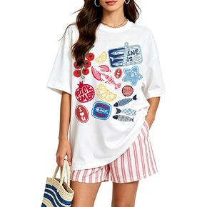 Womens Y2k Fruit Graphic Print Oversized T Shirts Summer Vintage Aesthetic Baggy Tees Tops Teen Girl Clothes in Saudi Arabia