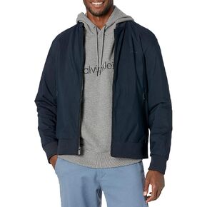 Calvin Klein Men's Matte Logo Zip Bomber Jacket Faded Denim in Kuwait