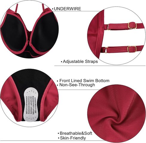 Women's Underwire One-Piece Swimsuit, Adjustable Straps & Front-Lined Bottom, Soft Breathable Fabric in Saudi Arabia
