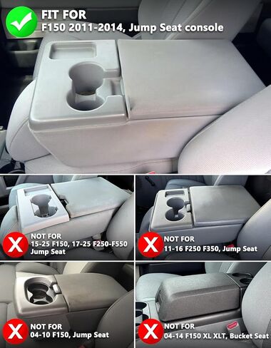 KBH Center Console Armrest Cover for 2011-2014 Ford F150 Accessories, Jump Seat, Car Arm Rest Cushion Protector, PU Leather, Anti-Scratch, Black in Kuwait