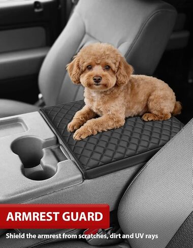 KBH Center Console Armrest Cover for 2011-2014 Ford F150 Accessories, Jump Seat, Car Arm Rest Cushion Protector, PU Leather, Anti-Scratch, Black in Kuwait