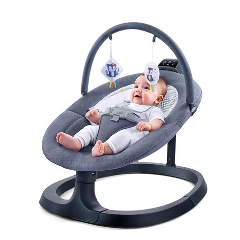 Baby Swings for Infants, Electric Baby Bouncer 3 Speeds, Portable Automatic Rocker with Remote Control, 8 Music Soothing Swing for Newborn 0-6 Month, AC Adapter & Battery Operated, Light Grey in Saudi Arabia