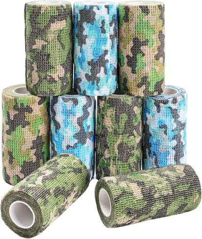 AZEN 16 Pack Self Adhesive Bandage Wrap, 2" X 5 Yards Elastic Cohesive Bandage Wrap, Athletic Tape, Vet Wrap, Ankle Tape, Tattoo Tape Wrap (Camo) in Kuwait