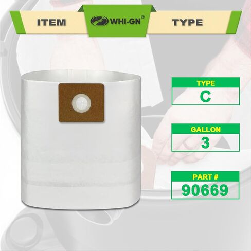 10 عبوات من أكياس المجموعة الشاملة 90669، الجزء رقم 9066900 9066933، متوافقة مع مكنسة كهربائية Shop-Vac سعة 3 جالون رطبة/جافة، أكياس مكنسة كهربائية من النوع C in Kuwait