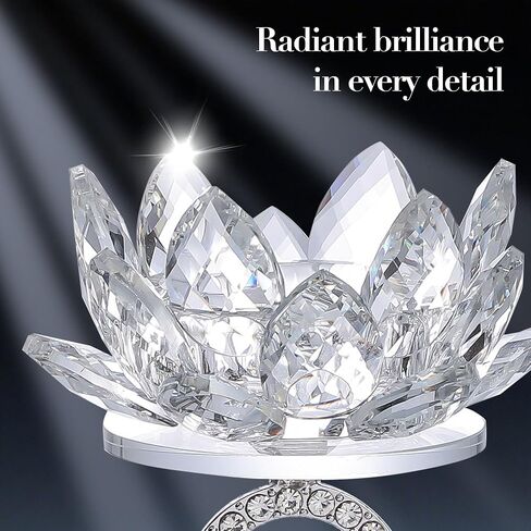 Tea lights Candle Holder Set of 2, Lotus Flower Holder, Crystal Mirror Base, Silver Metal Bracket, fits up to 1.5" Tealight Candles, Use as Wedding Table Centerpieces, Home Room Decor in Saudi Arabia