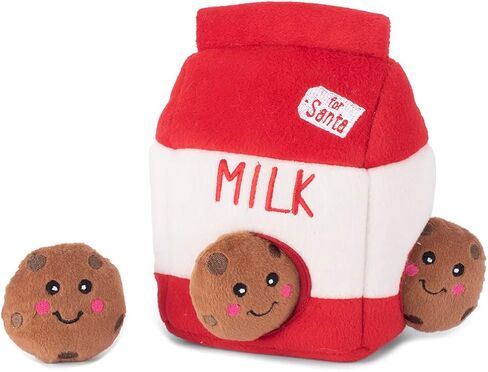 ZippyPaws Burrow- Interactive Dog & Puppy Toys for Boredom, Stimulating Pet Products to Keep Them Busy, Hide & Seek Plush Puzzle, Enrichment Squeaky Toy for Small & Medium Dogs- Santa's Milk & Cookies in Saudi Arabia