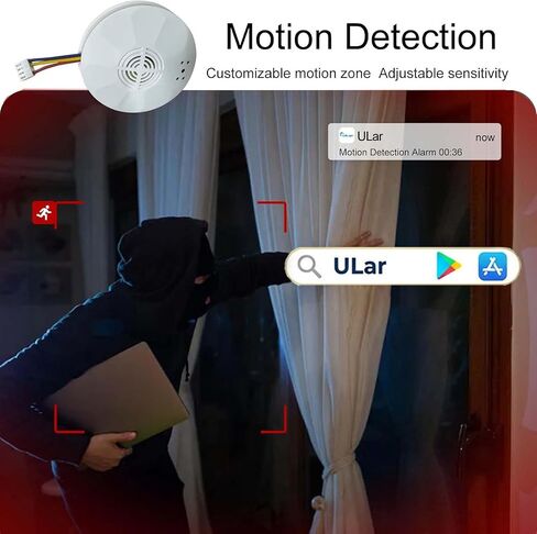 WiFi Wiring Smoke Video Detector Real-Time Camera 4K Ultra HD Clarity Small Nanny Cam with Night Vision Clear and Motion Detection Home Surveillance Security No Audio in Kuwait