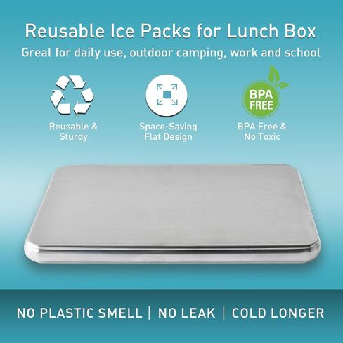 Stainless Steel Ice Packs for Camping, Picnic Basket, Freezer Packs for Outdoor Cooler Box, Reusable Ice Packs to Keep Food and Drinks Fresh and Cool in Saudi Arabia