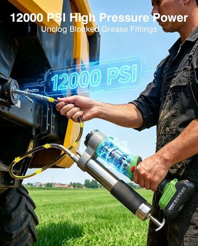 Grease Gun, 2-in-1 Easy-to-Use Battery Grease Gun Kit with 2 * 4000mAh Batteries, Efficient Cordless Grease Gun with 90 Degree Coupler Adapter, Electric Grease Gun with LED Light, Gray in Saudi Arabia