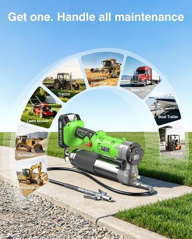 Grease Gun, 2-in-1 Easy-to-Use Battery Grease Gun Kit with 2 * 4000mAh Batteries, Efficient Cordless Grease Gun with 90 Degree Coupler Adapter, Electric Grease Gun with LED Light, Gray in Saudi Arabia