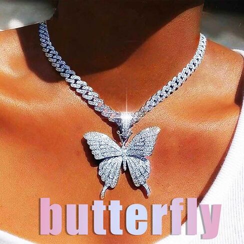 EARENT Butterfly Necklaces Jewelry Rhinestone Crystal Choker Chain for Women in Saudi Arabia