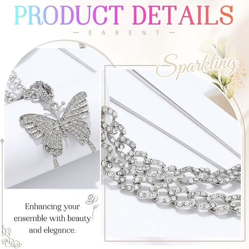 EARENT Butterfly Necklaces Jewelry Rhinestone Crystal Choker Chain for Women in Saudi Arabia