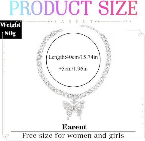 EARENT Butterfly Necklaces Jewelry Rhinestone Crystal Choker Chain for Women in Saudi Arabia