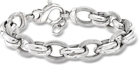 Ross-Simons Italian Sterling Silver Textured and Polished Multi-Link Bracelet in Saudi Arabia
