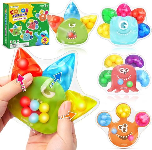 Color Sorting Sensory Toys for Toddlers: 4 Pack Sensory Toys Fine Motor Skills Game - Preschool Learning Activities Fidgets for Classroom Travel - Montessori Toys for 3+ Year Old Toddlers Boys Girls in Saudi Arabia