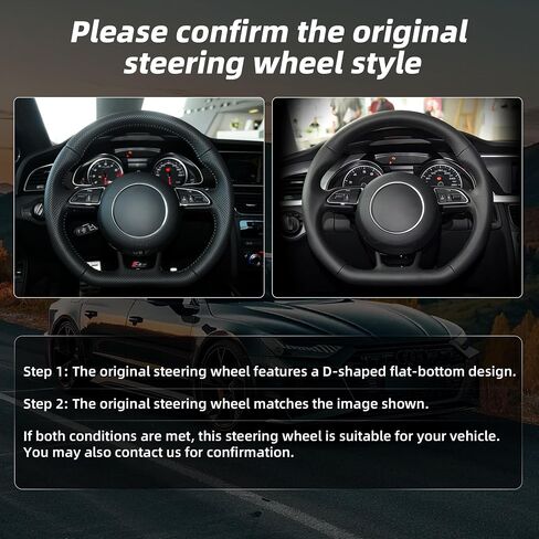 Real Carbon Fiber Smart Steering Wheel Perforated Leather with 20 LED Shift Indicator Grip and Hand-Stitched D-shaped Flat-bottom Steering Wheel for Audi RS3/RS4/RS8/S3/S4/S5/A3/A4/A5 in Saudi Arabia