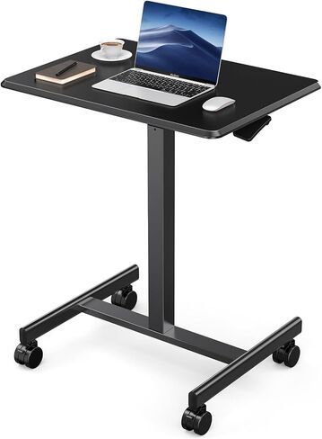 DUMOS Small Standing Desk on Wheels Sit to Stand Mobile Portable Rolling Laptop PC Table Adjustable Height Computer Workstation for Home Office Living Room Bedroom Dorm in Kuwait