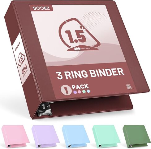Sooez BinderX Extra Durable 3 Inch 3 Ring Binder, D-Ring Large Binder, Holds 670 Sheets of 8.5x11 Paper, Customizable View Cover with Inside Pocket, Heavy Duty 3 Ring Binder for School, Pink in Saudi Arabia