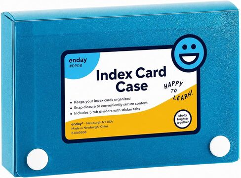 Enday Index Card Holder Blue, 3x5 Note Flash Card Organizer Case, File Box with 5 Dividers, Notecard Box Holds 100 Cards, Also Available in Red, Purple, Green, Pink, Grey, 4 Pack in Kuwait