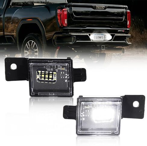 LED LED LECK PLATE LIGHTS FOR 2014-2023 Chevy Silverado GMC Sierra 1500 2500HD 3500HD Pickup Truck ، Sierra LED TAG TAG ، 2 PCS ، 6000K WHITE LIGHT in Kuwait