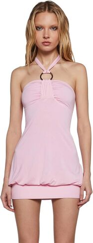 Dolls Kill Y2K Bubble Mini Dress by Generation Kiss – Trendy Halter Neck Dress with Ruched Bust and Bubble Hem in Saudi Arabia