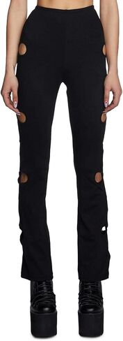 Dolls Kill Star Child Cut-Out Pants by Club Exx – Black Cut-Out Flare Pants with Stretch Fit in Saudi Arabia