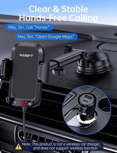 54W Bluetooth 5.3 FM Transmitter Car Adapter with Phone Holder 3-in-1, HiFi Bass Sound, Hands-Free Calling, 36W PD, QC 18W Supports TF/SD Card 64G AUX USB Flash Drive for iPhone Android Phone in Saudi Arabia