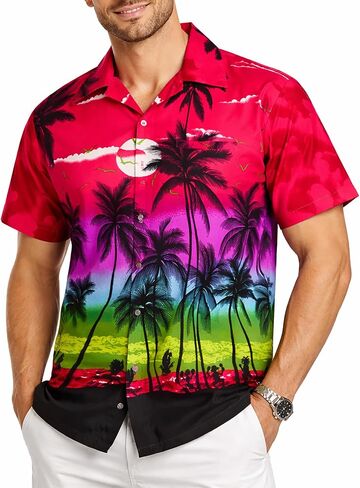 Men JK-Beach Ugly-Shirt Regular Button-Down Short-Sleeve Hawaii-Shirt Sunset Ocean-Time in Saudi Arabia