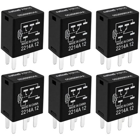 6-Pack 21911C 05269988AA Relays 12VDC 10A 5-Pin SPDT Automotive Relay - Compatible with Select Chrysler, Jeep, Dodge Vehicles - Fixes Headlight, Wiper & Dual-Circuit Failures in Saudi Arabia