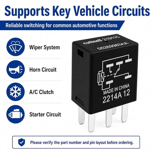 6-Pack 21911C 05269988AA Relays 12VDC 10A 5-Pin SPDT Automotive Relay - Compatible with Select Chrysler, Jeep, Dodge Vehicles - Fixes Headlight, Wiper & Dual-Circuit Failures in Saudi Arabia