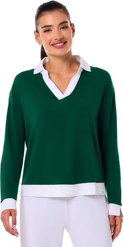 Long Sleeve Collared Polo Shirt - UPF 50+ Sun Protection - Fontainebleau 2.0 in Eden Green in Saudi Arabia