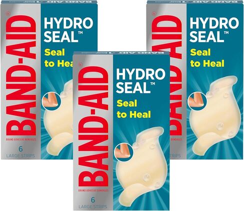 Band-Aid Brand Hydro Seal Large Waterproof Adhesive Bandages for Wound Care and Blisters, 6 ct in Kuwait