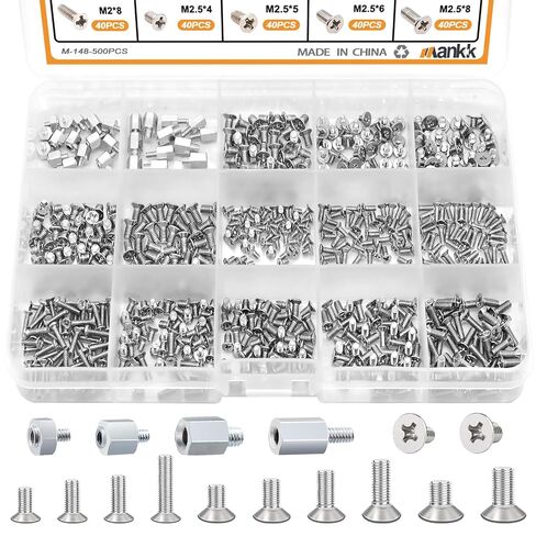mankk 500PCS M.2 SSD Screw Kit M.2 Screw SSD Mounting Screws M.2 Standoff and Screw M.2 M2.5 M3 NVMe Screw for Laptop PC Repair & DIY M-148-500PCS in Saudi Arabia