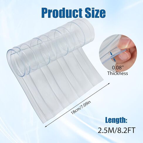 7.1IN x 8.2FT Plastic Vinyl Strip Curtain Clear Waterproof PVC Replacement Strip Door Plastic Strips Dog House Door Flap Replacement Freezer Curtains (Transparent) in Saudi Arabia