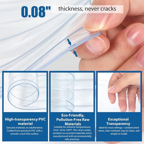 7.1IN x 8.2FT Plastic Vinyl Strip Curtain Clear Waterproof PVC Replacement Strip Door Plastic Strips Dog House Door Flap Replacement Freezer Curtains (Transparent) in Saudi Arabia