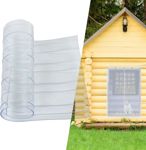 7.1IN x 8.2FT Plastic Vinyl Strip Curtain Clear Waterproof PVC Replacement Strip Door Plastic Strips Dog House Door Flap Replacement Freezer Curtains (Transparent) in Saudi Arabia