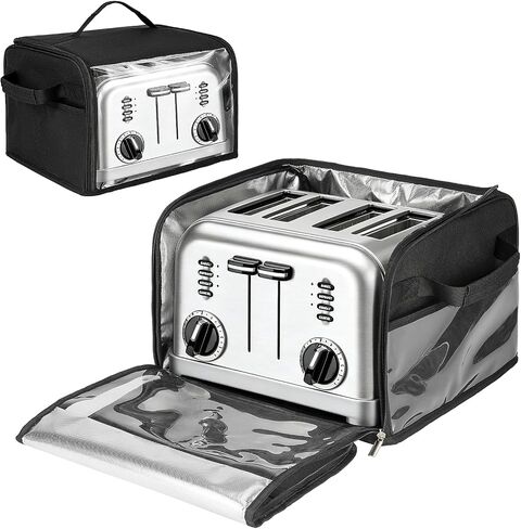 Toaster Cover 4 Slice with Aluminum Foil Lining and Base Compatible with Cuisinart/BELLA/Black and Decker,Cover Only,Black in Kuwait
